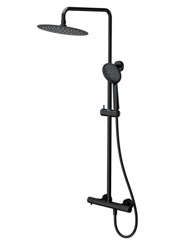 Zestaw natryskowy Cersanit Zen czarny z baterią termostatyczną, deszczownicą 1 szt.