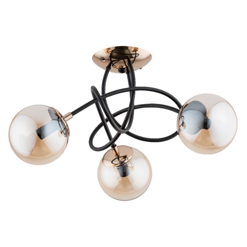 Lampa sufitowa wisząca Alfa Tiara 0222 czarno-złota-bursztynowy nowoczesna 3xE14 x 10W 1 szt.
