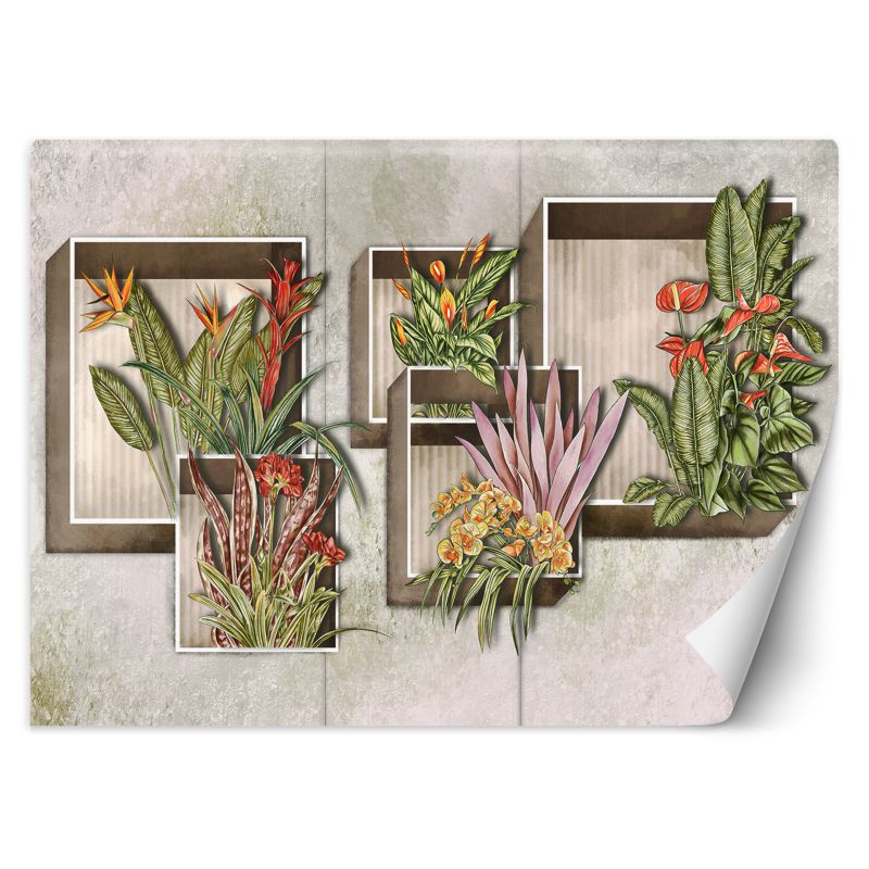 Fototapeta Feeby Kwadratowa abstrakcja z kwiatami 350x245 1 szt