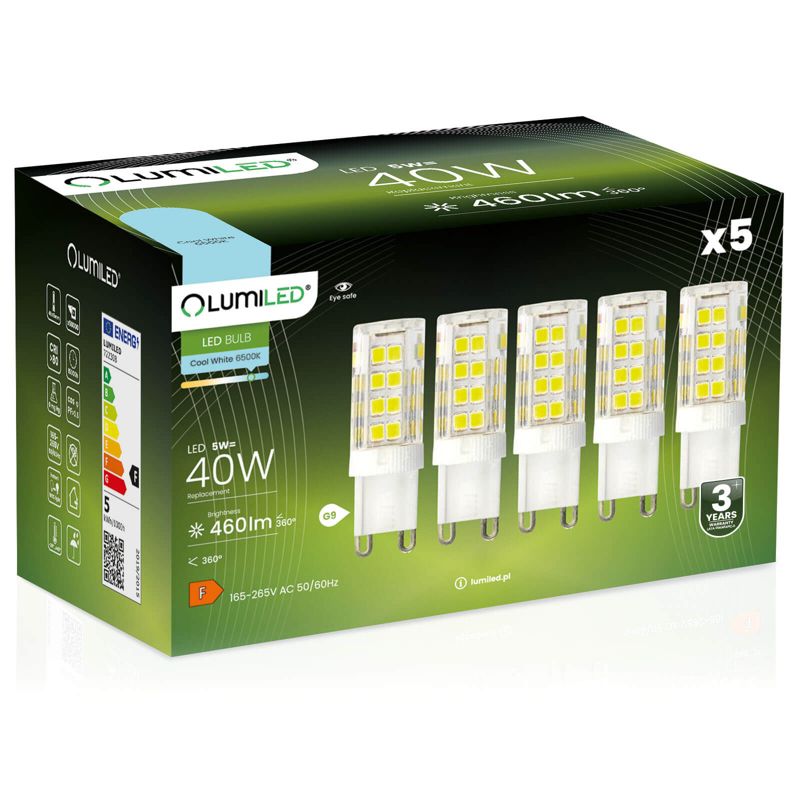 Żarówka LED LUMILED G9 5W 460lm 6500K 360st 5 szt.