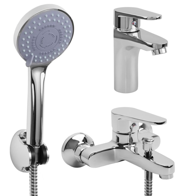 Zestaw baterii łazienkowych DARI - YOKA HOME umywalkowa wannowo prysznicowa srebrny - 1 szt.