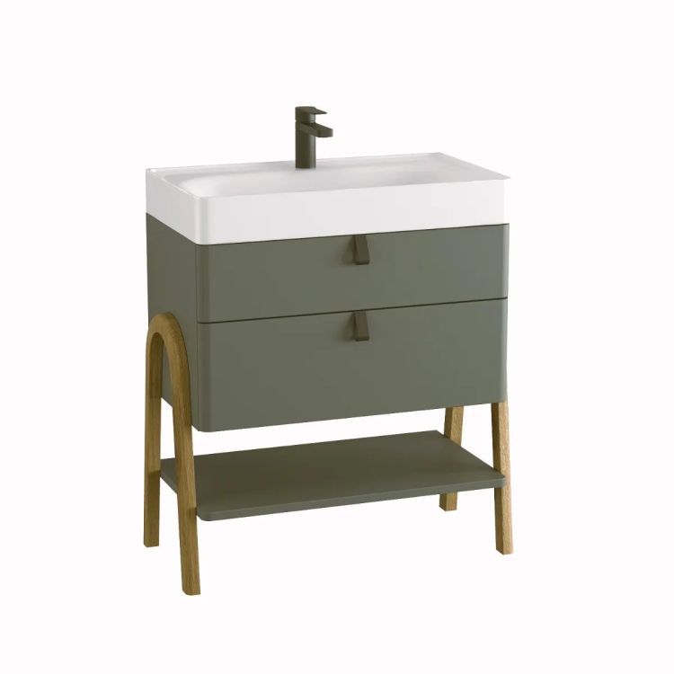 Szafka pod umywalkę nablatową KROFAM MOSS 70 cm szaro-zielony półmat 1 szt.