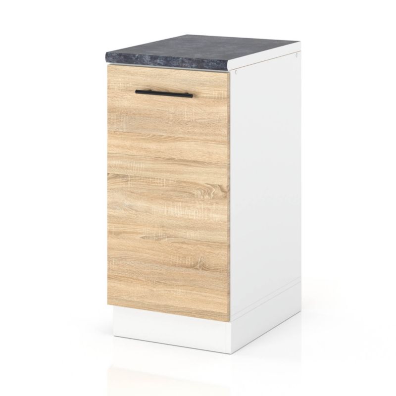 Szafka Kuchenna Hurtownia-Mebli Stojąca D40 sPremium 40cm Biały Mat Dąb Sonoma 40x52x85 cm 1szt.