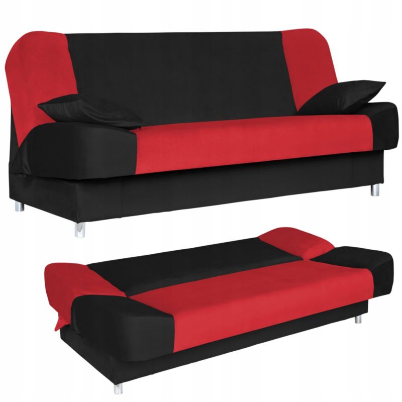 Kanapa do salonu rozkładana Family Meble Sara Duo czarno czerwone 1szt