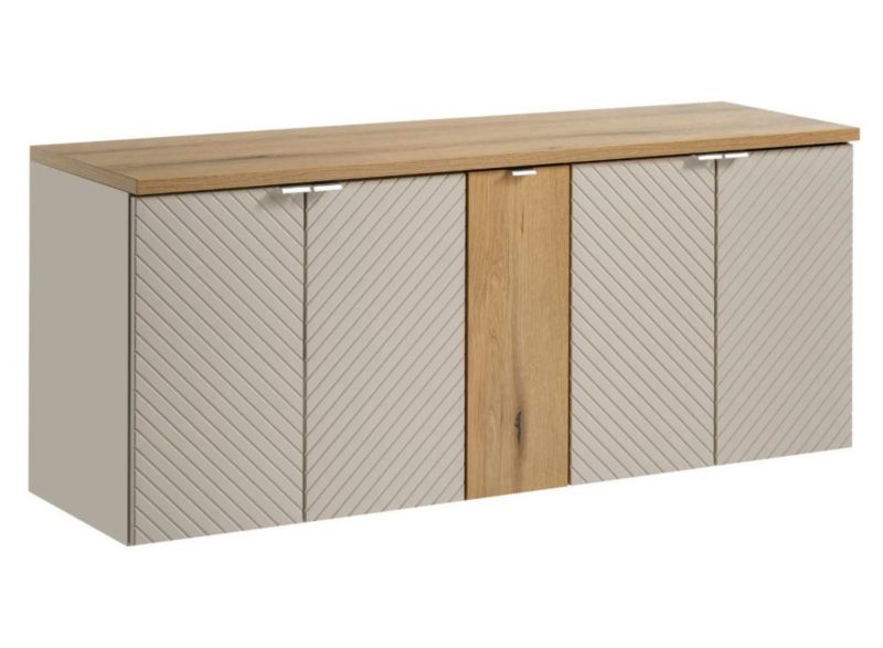 Szafka Comad pod umywalkę nablatową VIVA CASHMERE 2D 60cmx2 kaszmirowy mat - zestaw 140cm z regałem 1 szt