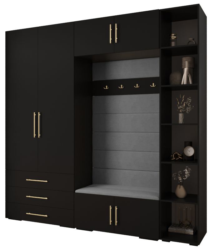 Garderoba do przedpokoju Abiks INOVA 3 Z10 czarny+złoty+manila16 1 szt.