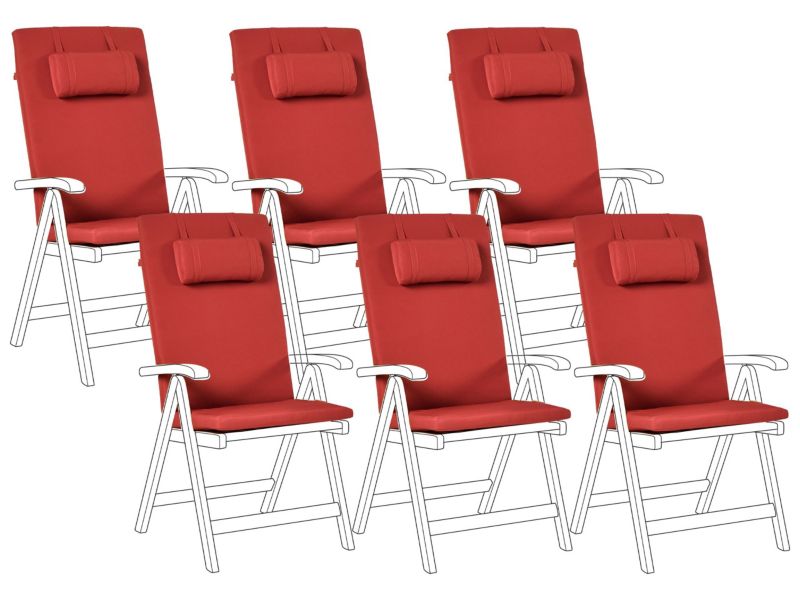 Zestaw 6 poduszek ogrodowych Java/amantea premium 50 x 70 cm Czerwony 1 kpl