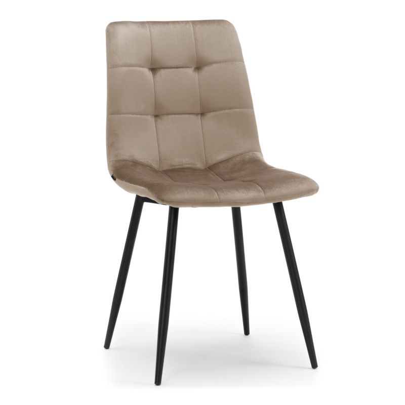Krzesło tapicerowane New Home PARMA ciemnobeżowe welurowe pikowane 1 szt.