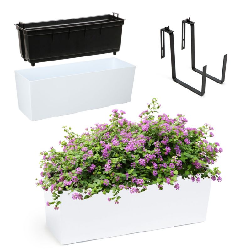 Doniczka Balkonowa KADAX Skrzynka Uchwyty 19x56cm Biała 1szt.