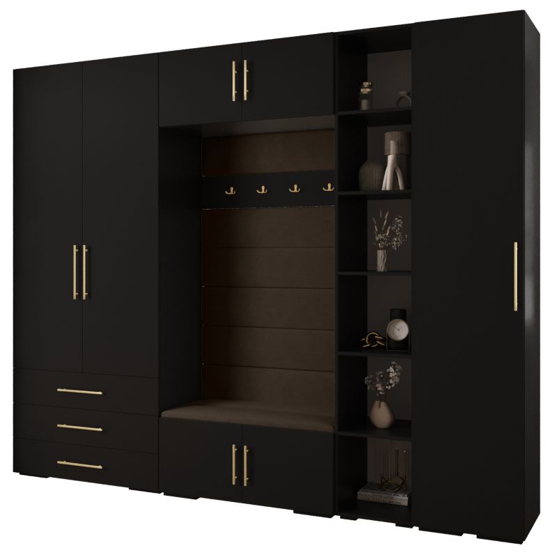 Garderoba do przedpokoju Abiks INOVA 3 Z11 czarny+złoty+manila04 1 szt.