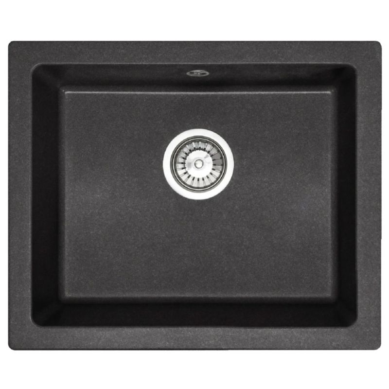 Zlewozmywak Granitowy Rea Nels Czarny 56X46,5X20Cm + Syfon 1 Szt