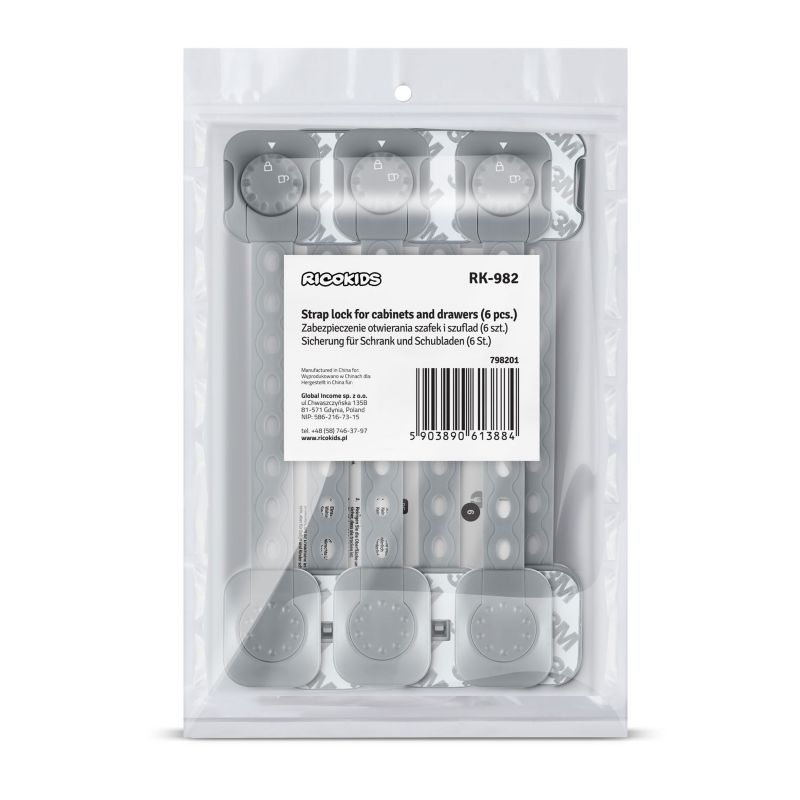 Zabezpieczenie blokada szafek Ricokids szuflad drzwi mebli przed dziećmi 6szt.
