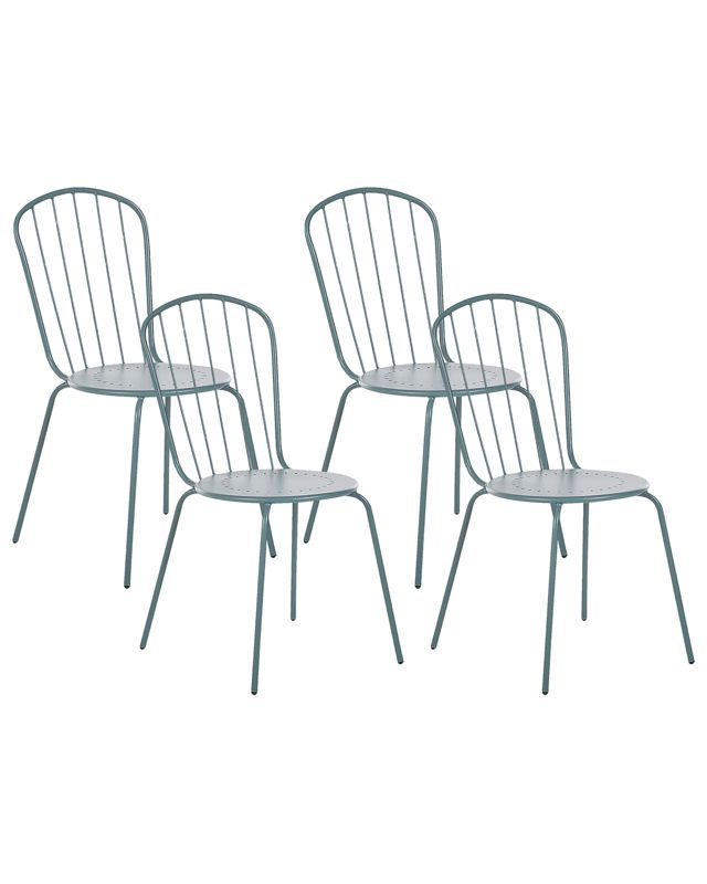 Zestaw 4 krzeseł ogrodowych Calvi Metal Błękitny 1 kpl