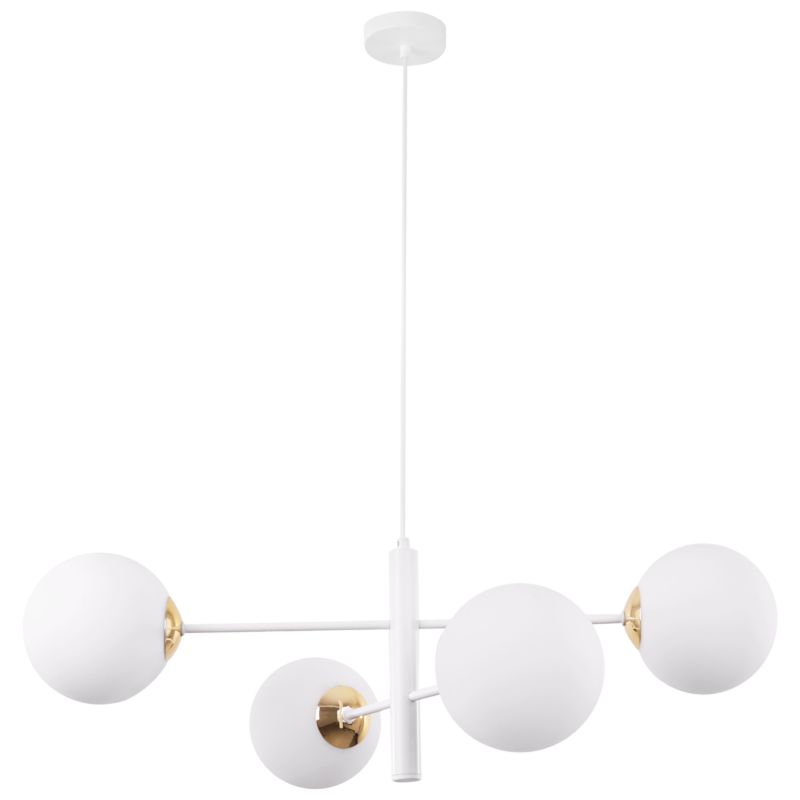 Lampa sufitowa wisząca Light Home LH Siena 4x E14 40W biały/złoty klosz biały 1szt.