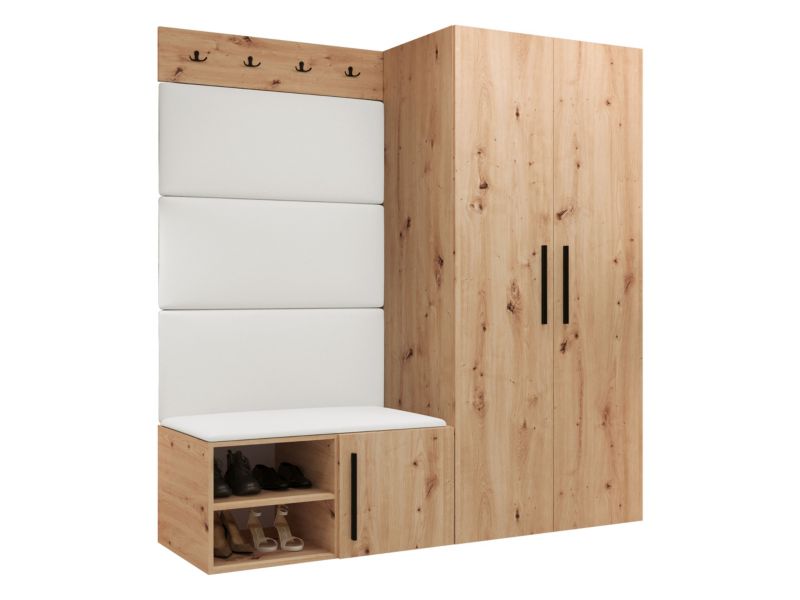 Garderoba MIRJAN 24 Medi I dąb artisan + biała ekoskóra 1 kpl.