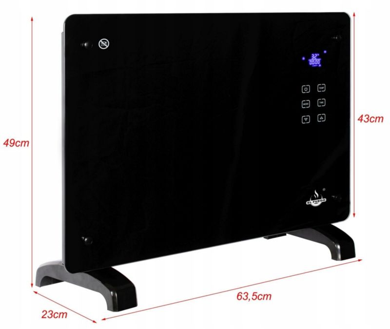 Grzejnik elektryczny EL FUEGO szklany z pilotem 1500W 1szt