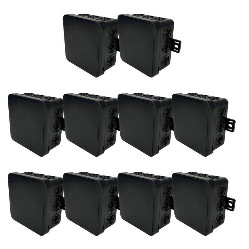 Puszka natynkowa EDO hermetyczna elastyczna 100x100x41mm 12-wlotowa, zamknięcie "na klik" IP54 czarna 10szt.