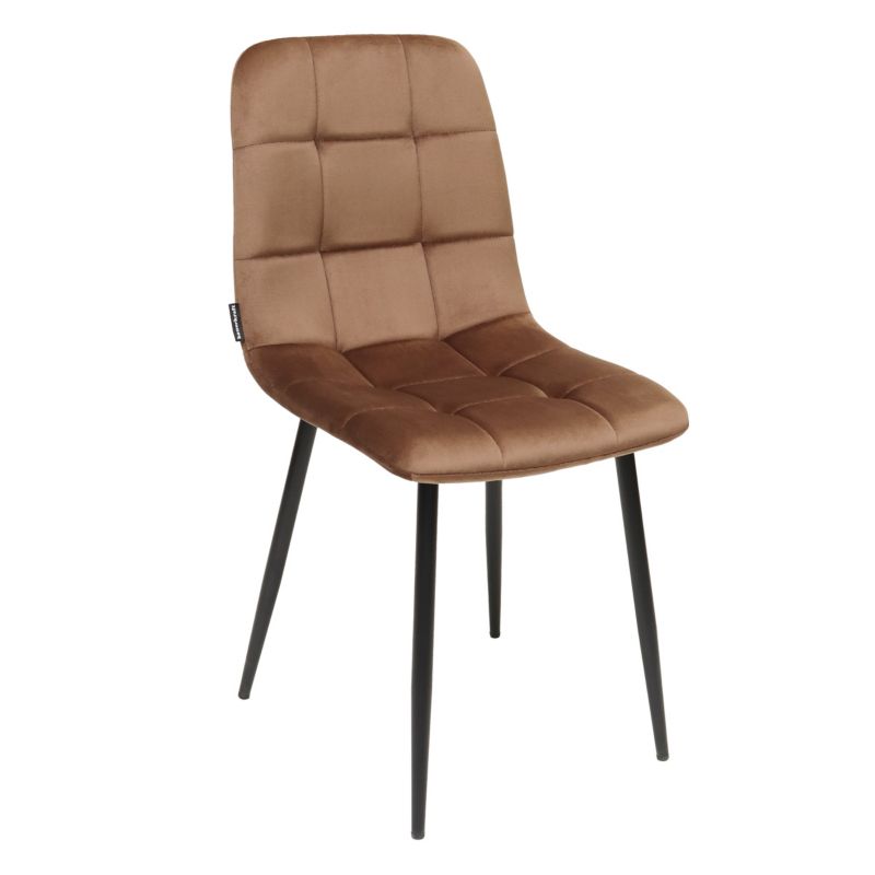 Krzesło tapicerowane Bauerkraft welurowe do salonu jadalni velvet loft brązowy 1szt