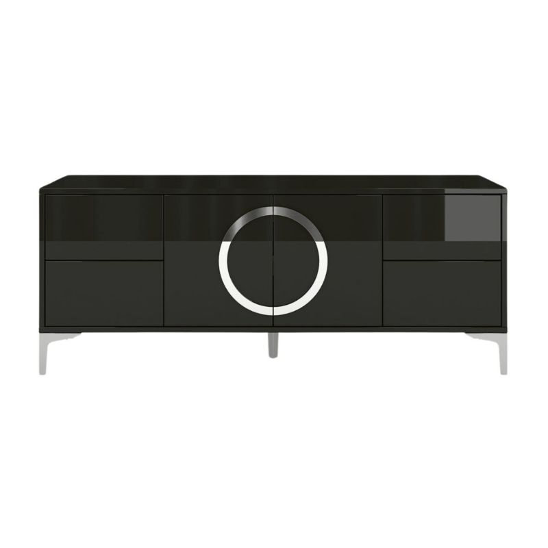 Czarna nowoczesna komoda RTV Dancan EVA połysk 1 szt.