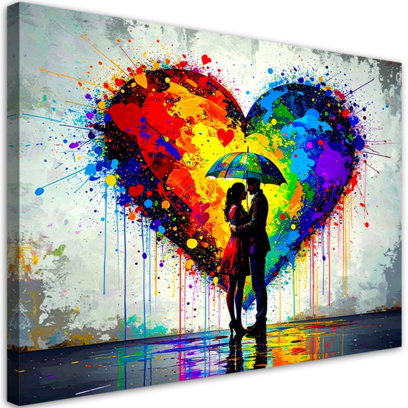 Obraz do salonu sypialni Feeby Para Miłość Serce Abstrakcja Street Art 90x60cm 1szt