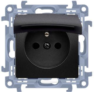 Gniazdo pojedyncze Simon10 czarne IP44