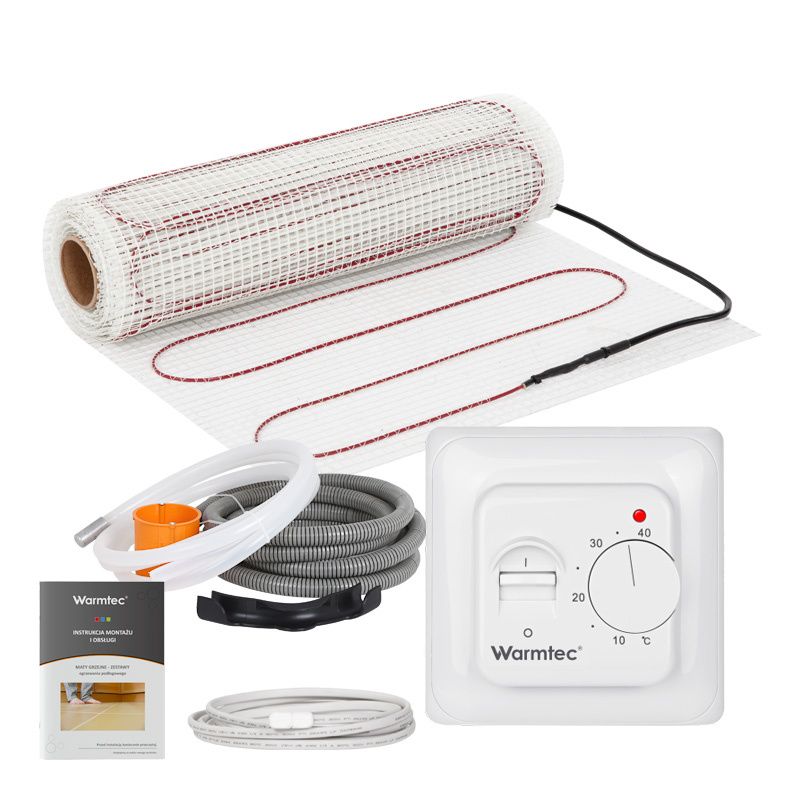 Mata grzewcza grzejna pod płytki Warmtec 0,5m² 160W/m² zestaw biały regulator DSH-05/T73 1szt.