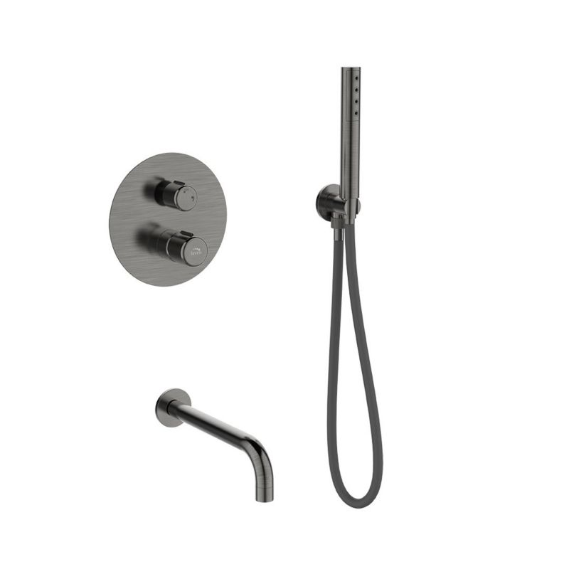 Zestaw wannowo-prysznicowy Laveo Pretto grafitowy podtynkowy z baterią jednouchwytową 1 szt.