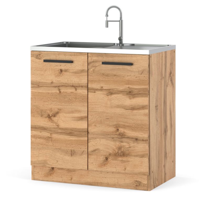 Szafka Kuchenna Hurtownia-Mebli Stojąca Pod zlewozmywak Blanka dolna D80 zlew 80cm Dąb Wotan Dąb Wotan 80x47x82.2 cm 1szt.