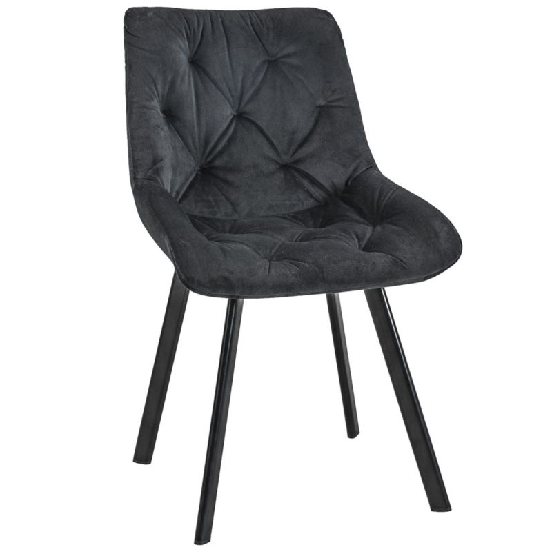 Krzesło tapicerowane pikowane welur SJ.33 Czarne 1 szt.