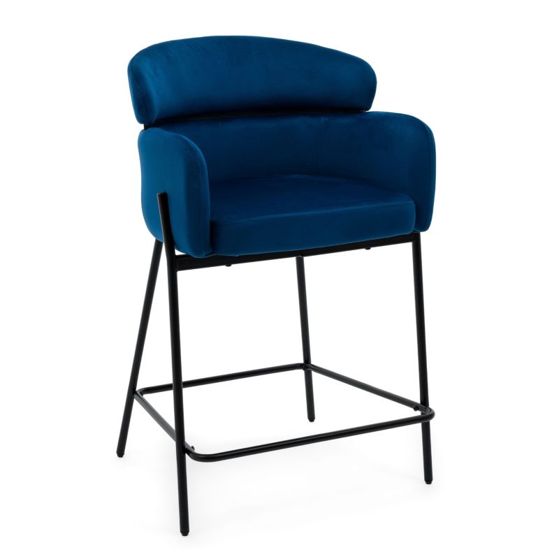 Hoker barowy tapicerowany New Home BOLZANO granatowy welurowy z podłokietnikami 1 szt.