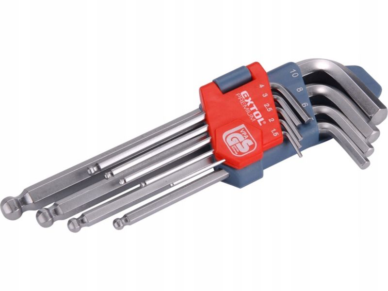 Zestaw kluczy imbusowych Extol Premium z kulką 1,5-10 9szt