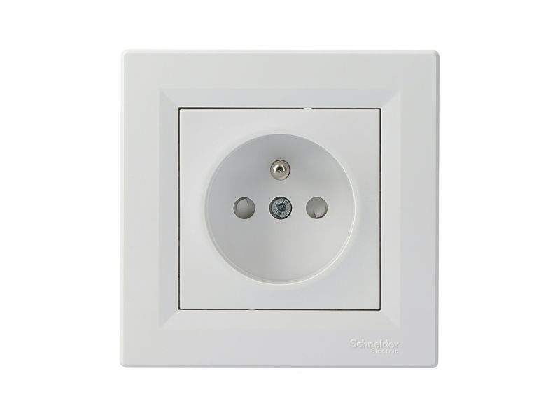 Gniazdo pojedyncze Schneider Electric Asfora IP20 z uziemieniem białe