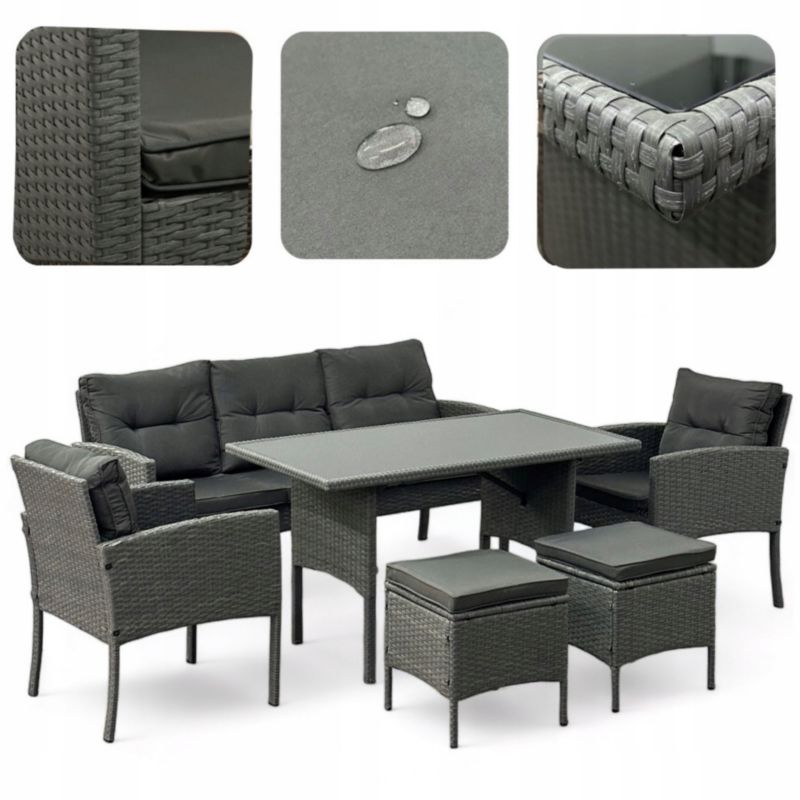 Zestaw mebli ogrodowych MTG Estepona 7-osobowy różne kolory 1 kpl