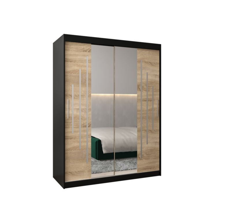 Szafa przesuwna Garderoba Abiks YORK 1 150 czarny/sonoma 1 szt.