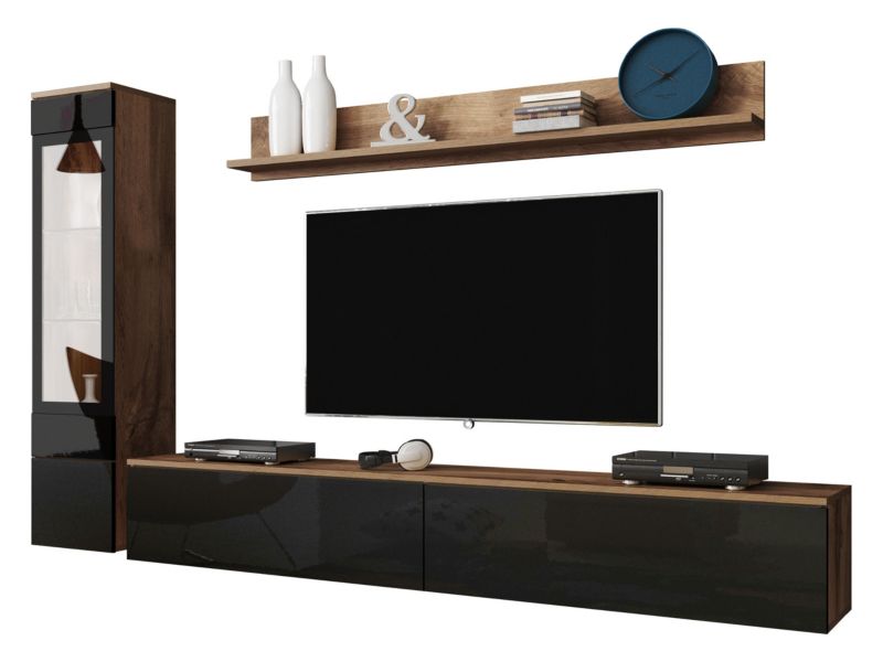 Meblościanka MIRJAN 24 Vera I wotan/czarny połysk 1 kpl.