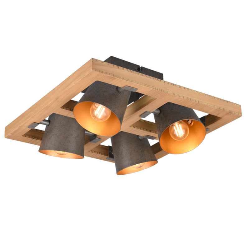 Lampa sufitowa wisząca Trio Bell 2596 jasne drewno-nikiel antyczny nowoczesna 4xE14 x 1 szt.