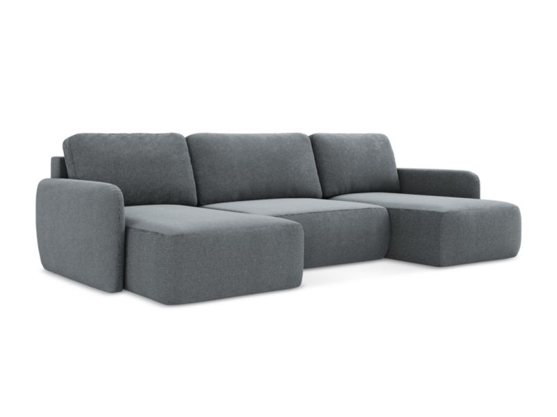 Sofa panoramiczna z funkcją spania LaMiaSofa CORLE z tkaniny strukturalnej 290x148 cm jeans 1 szt.
