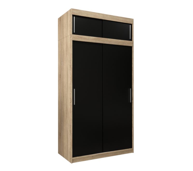 Szafa przesuwna Garderoba Abiks Tokyo 120 sonoma + czarny z nadstawką 1 szt.