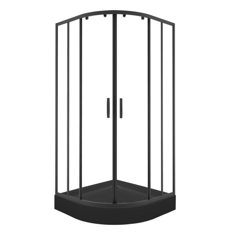 Kabina prysznicowa Durasan R55 90x90 cm półokrągła czarny mat 8 mm niski brodzik w zestawie 1 szt.