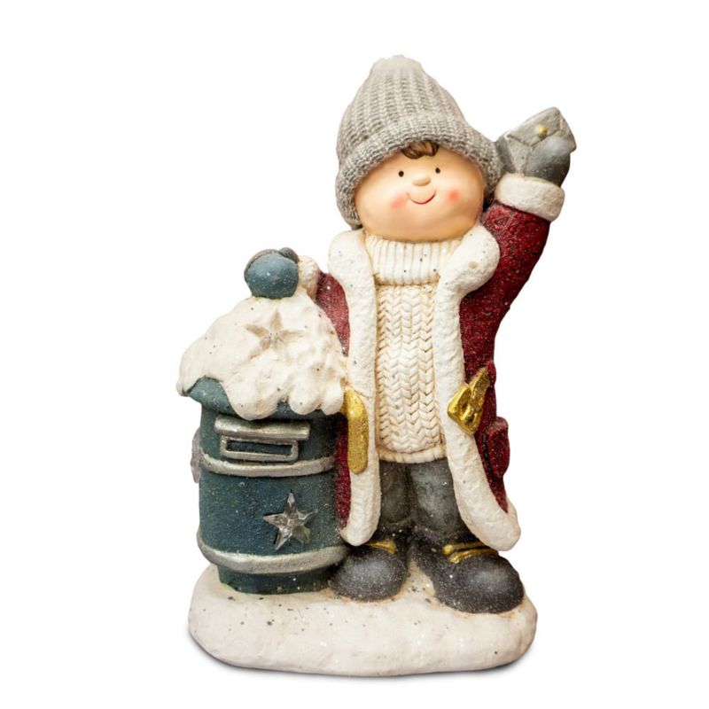 Figurka dekoracyjna chłopiec i skrzynka pocztowa, Solis Decor by Aleksandra Sobota, 45 cm, 1 szt.