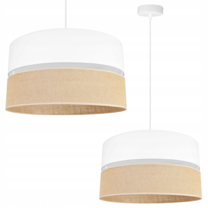 Lampa sufitowa wisząca Light Home LH Juta 1x E27 60W abażur 40cm tkanina biały 1szt.