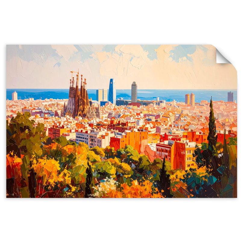 Naklejka samoprzylepna Feeby Barcelona Miasto Pejzaż 90x60cm 1szt
