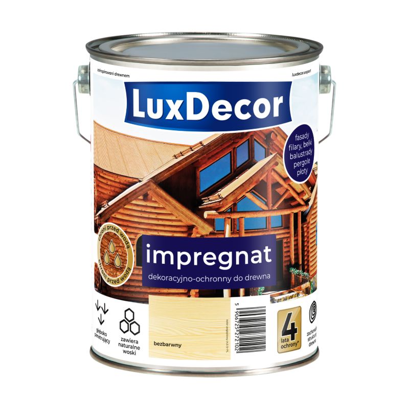Impregnat dekoracyjno-ochronny do drewna LuxDecor, bezbarwny, 4,5l, 1 szt.