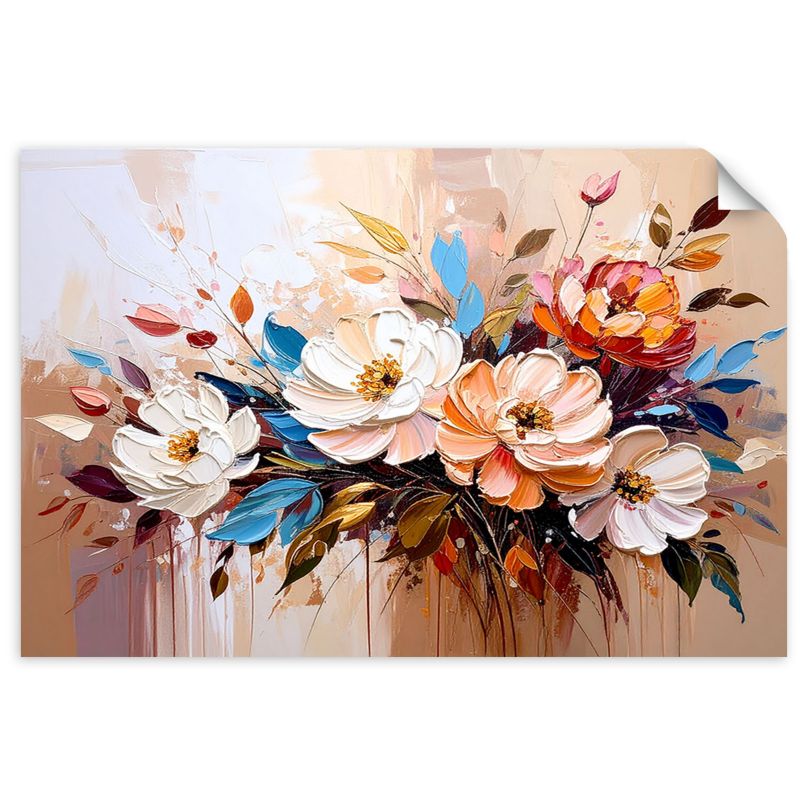 Naklejka samoprzylepna Feeby Bukiet Kwiatów Kolorowa Abstrakcja 100x70cm 1szt