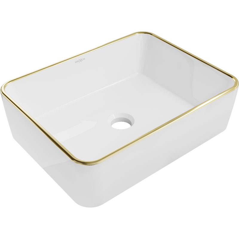 Umywalka nablatowa Mexen Catia biało-złota 48x37 cm 1 szt.