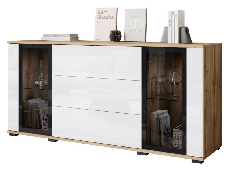 Komoda MIRJAN 24 Caro SB 150 2D3S wotan / biały połysk 1 szt.