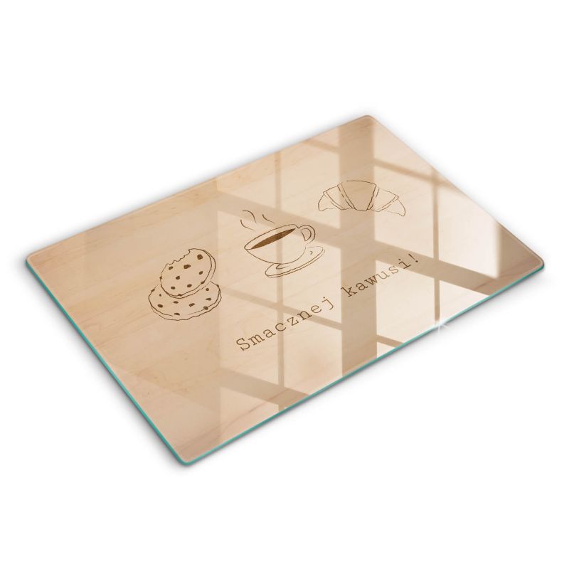 Szklana deska do krojenia Wallfluent 80x52 cm Motyw, Smacznej kawusi 1 szt.