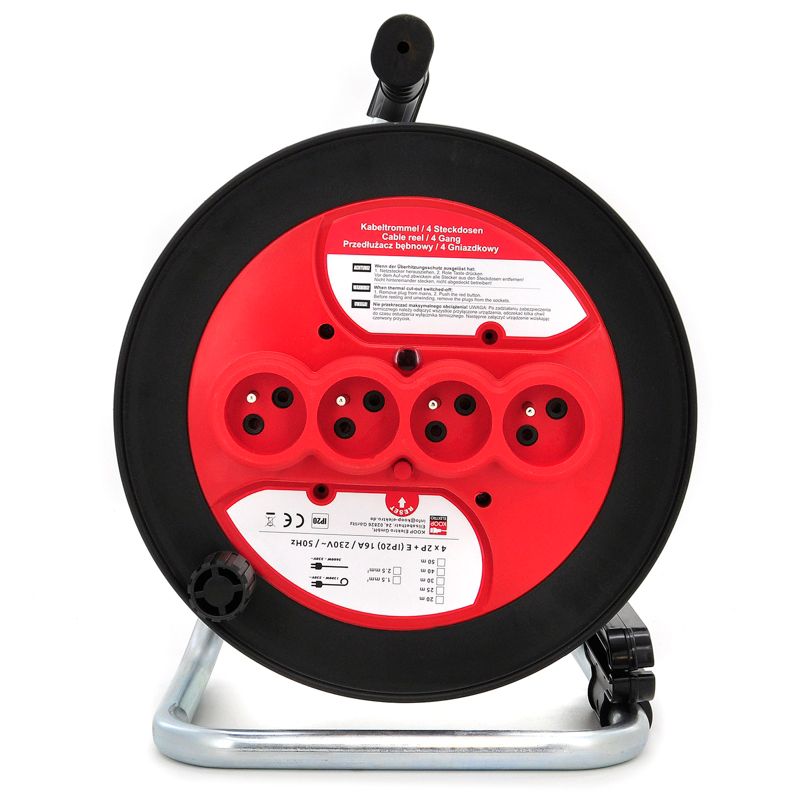 Bęben, nawijak na przedłużacz KOOP Elektro TNPL-280, 4x230V, IP20, z uchwytem prowadzącym kabel, max. 40m 3x2.5mm2, 1 szt.