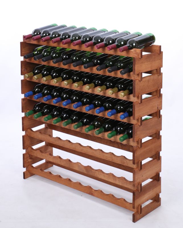 Stojak na wino MODO24 regał modułowy na butelki 8 leżni x 10 butelek montaż bez narzędzi impregnacja brązowa 1 szt.