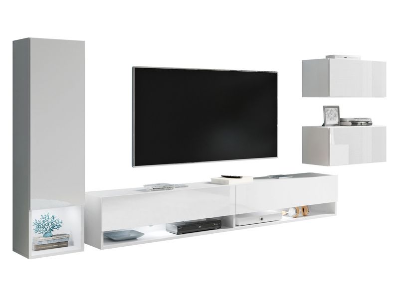 Meblościanka MIRJAN 24 Amadeo biały / biały połysk 1 kpl.